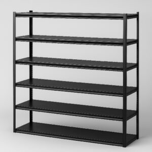 Apex 6-Tier Black Steel Shoe Rack 1M x 0.3M x 1.18M