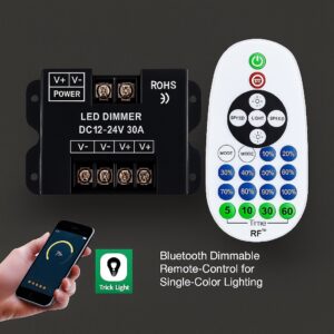 Bluetooth LED Dimmer Controller – Single-Colour | App + Wireless Remote
