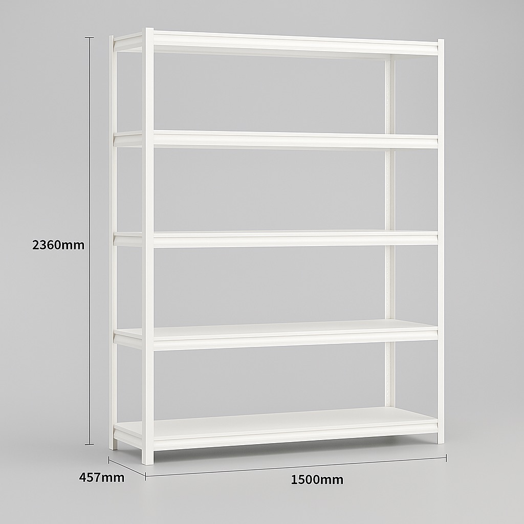 Steel Shelving 1.5M X 0.457M X 2.36M White