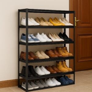 Zenith 6-Tier Black Steel Shoe Rack 0.7M x 0.3M x 1.18M