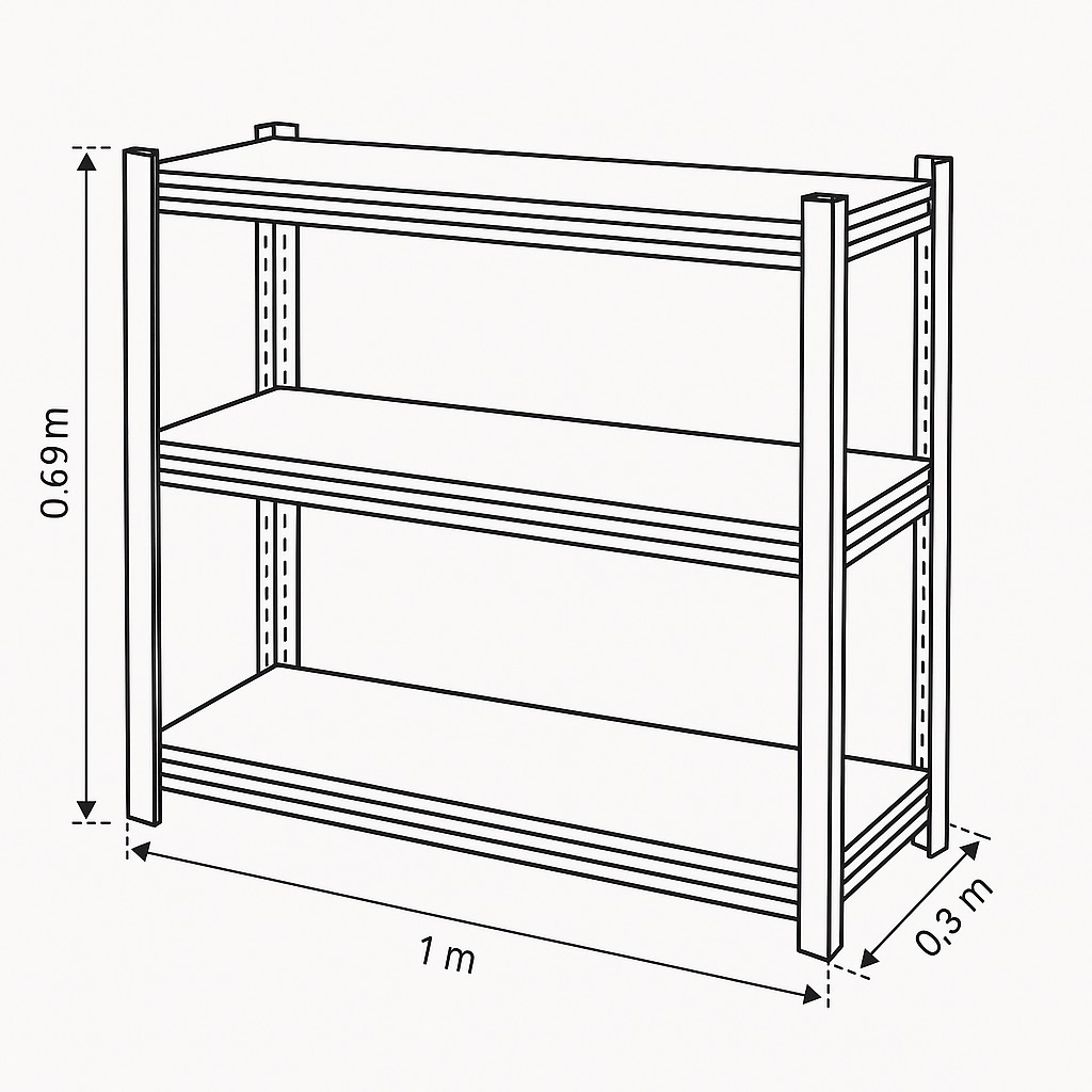 Apex Slimline Steel Shelving 1M x 0.3M x 0.69M - Image 4