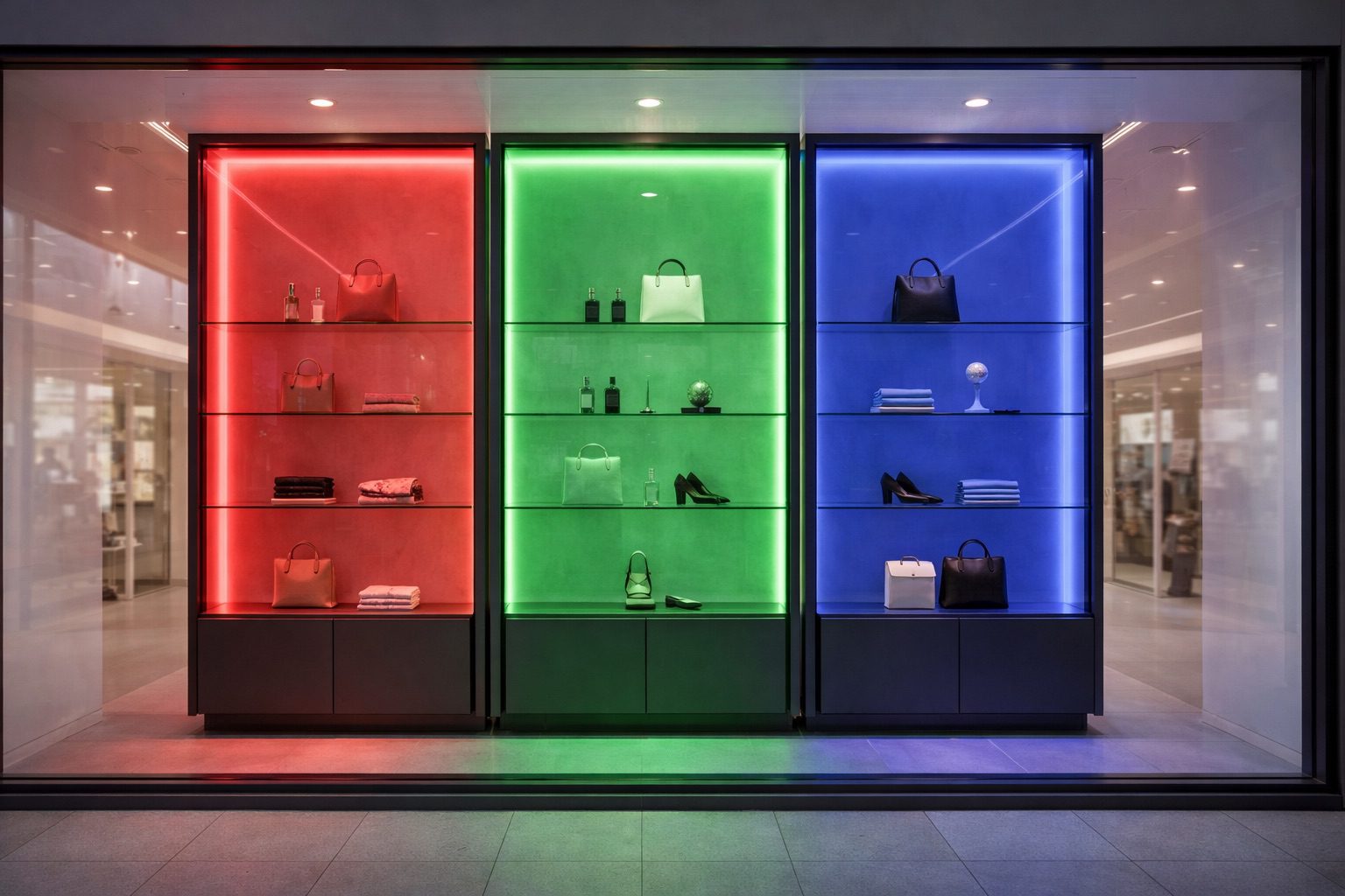 RGB single-colour control cabinet lighting