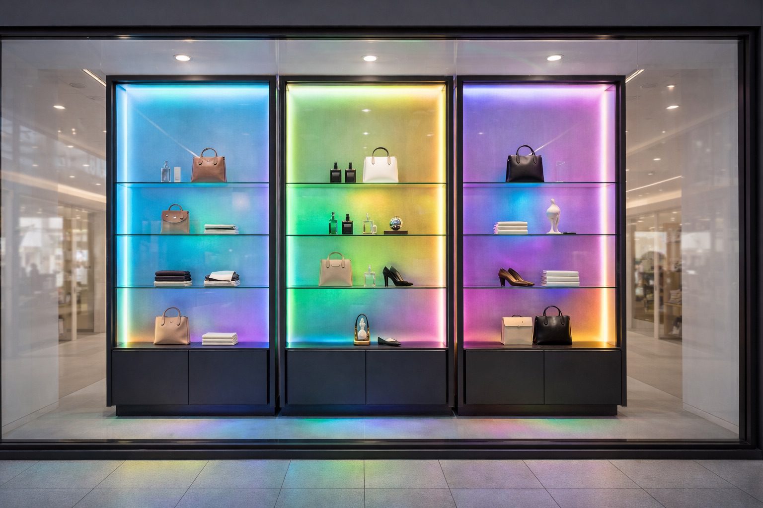 Dynamic multi-zone addressable RGB cabinet lighting