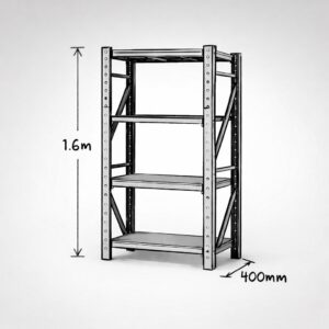 200kg Steel Shelving – 1.6m High – 400mm Deep (Single Bay)