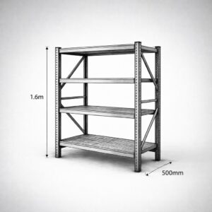 200kg Steel Shelving – 1.6m High – 500mm Deep (Single Bay)