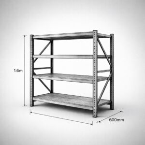 200kg Steel Shelving – 1.6m High – 600mm Deep (Single Bay)