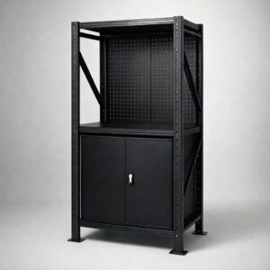 Industrial Tool Workbench with Cabinet and Pegboard – 1.2m