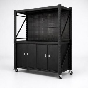 Industrial Tool Workbench with Cabinet and Pegboard – 2.0m