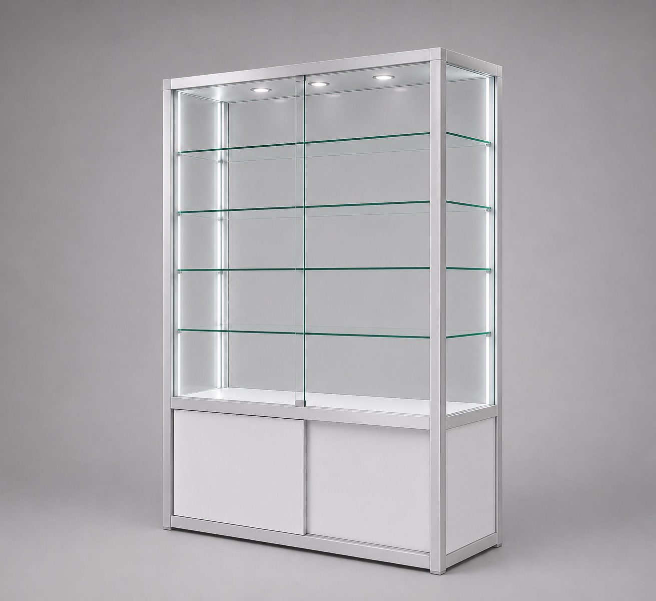 Silver Display Racks LuxGuard™ Storage Glass Display Cabinet - Hobbs Displays