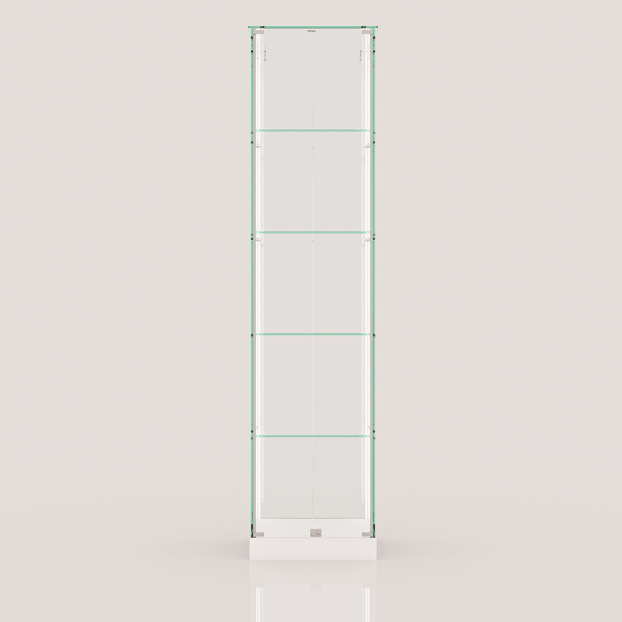 ClearEdge Slim glass display cabinet in white, front view