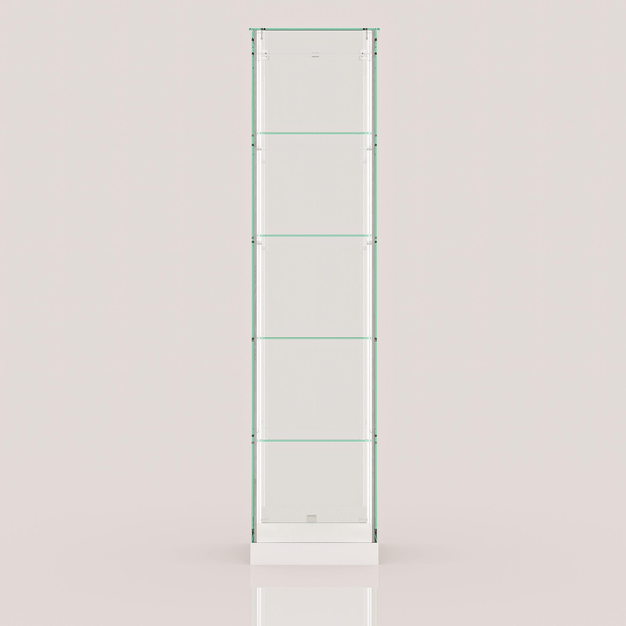 ClearEdge Slim glass display cabinet in white, rear view