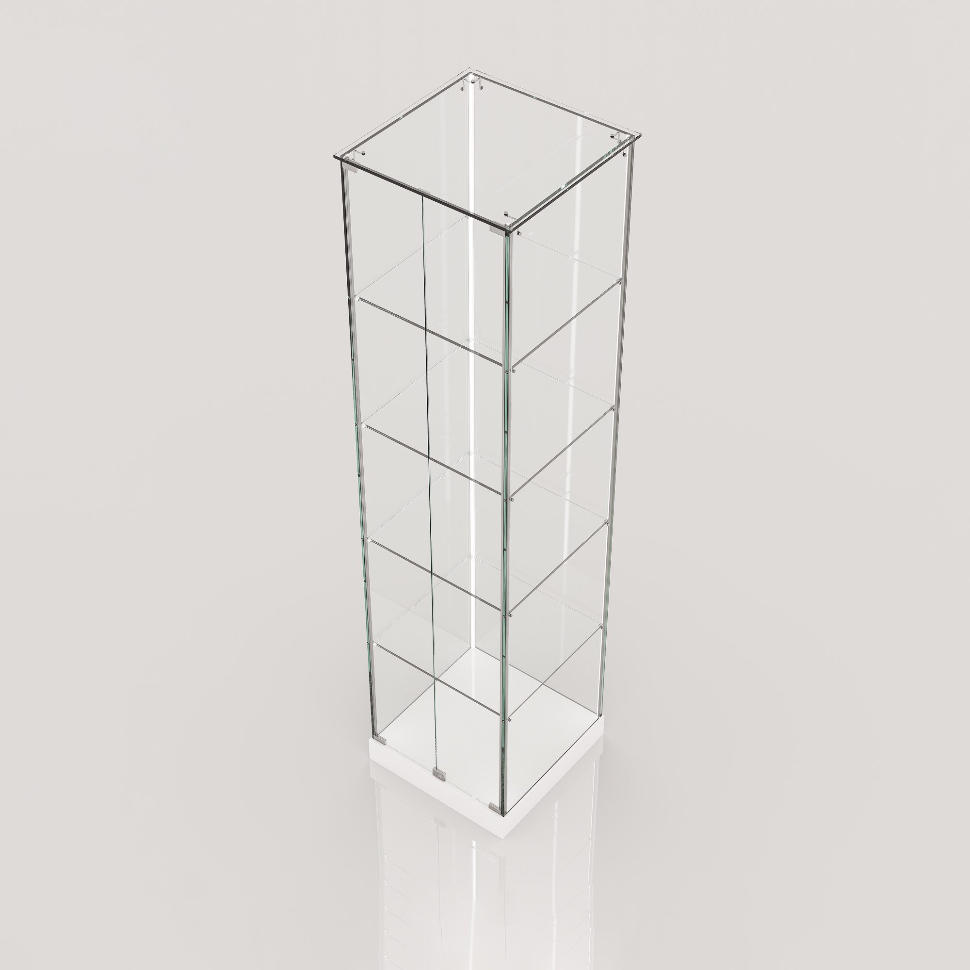 ClearEdge Slim glass display cabinet in white, top view