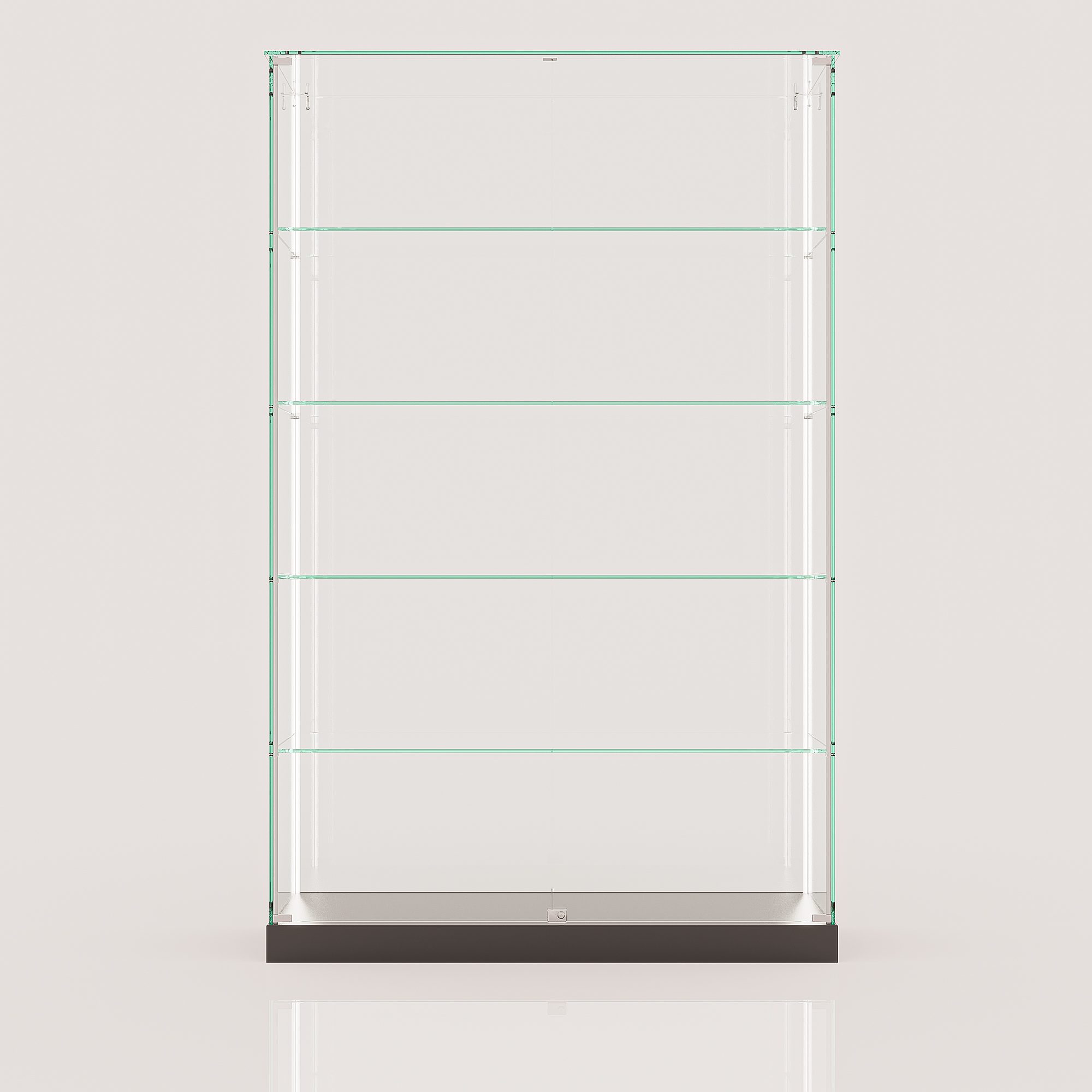 ClearEdge Wide glass display cabinet in black, front view