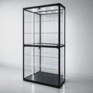 LuxCore Dual glass display cabinet in a black frame